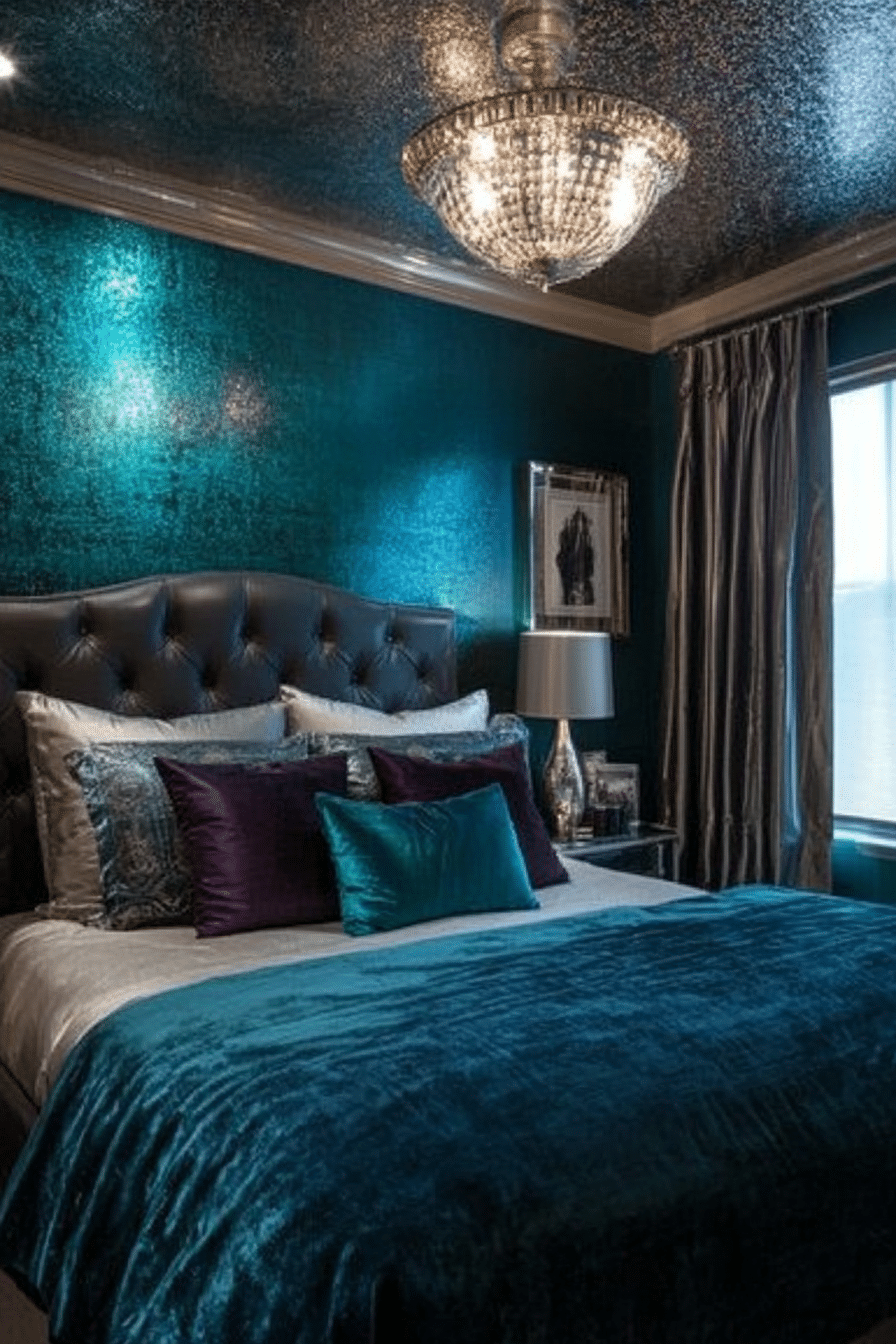 18. Glamorous Night Sky (Dark Teal Bedroom Ideas) - Dark Teal Bedroom Ideas