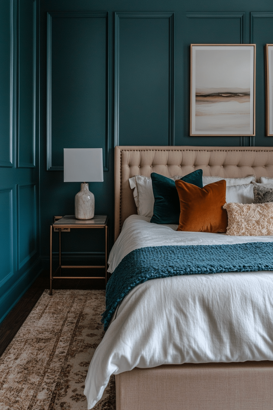 22. Luxe Boutique Hotel (Dark Teal Bedroom Ideas) - Dark Teal Bedroom Ideas