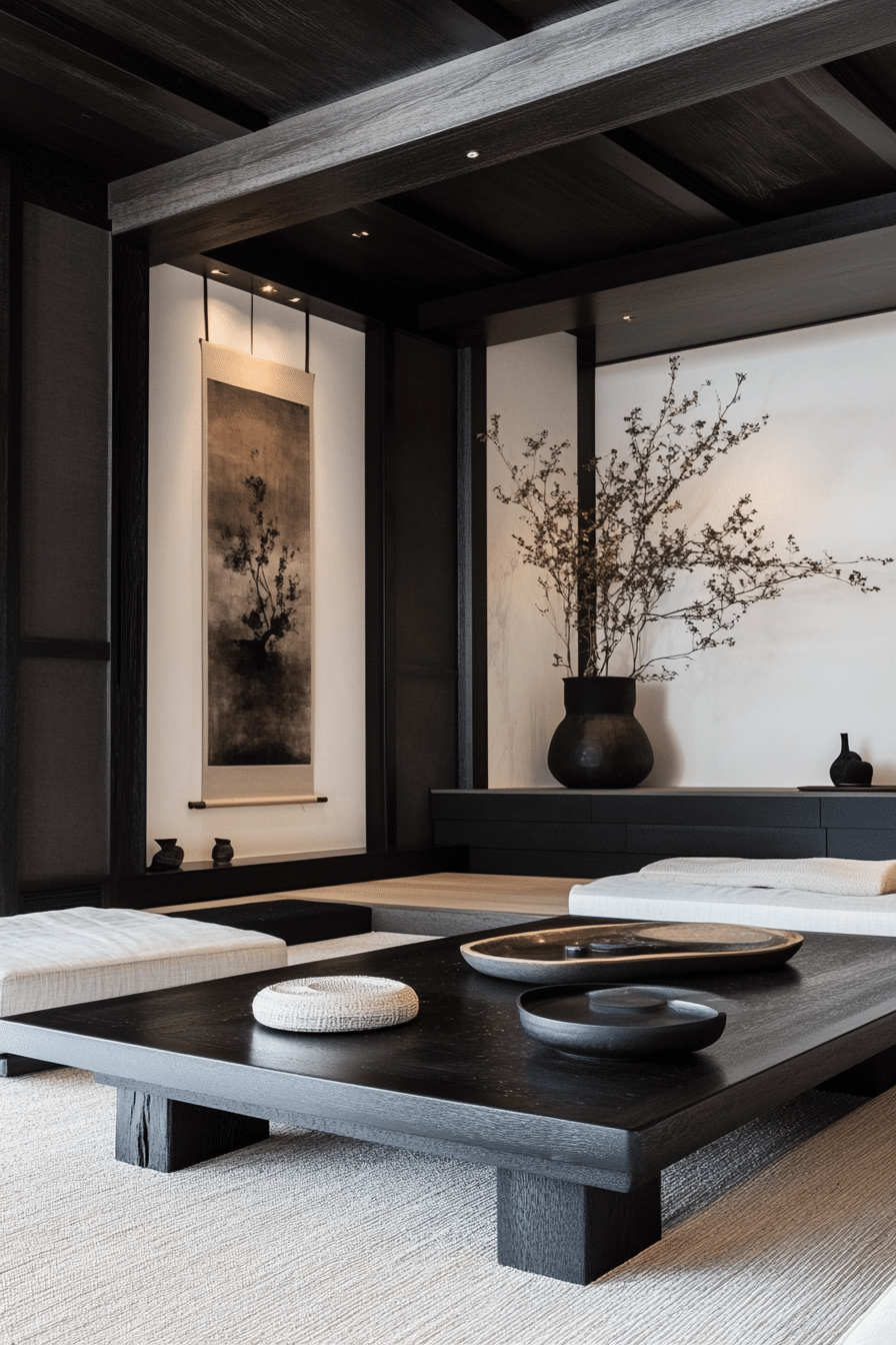 14. Sumi-e Ink Elegance (Japanese Living Room Ideas) - Japanese Living Room Ideas