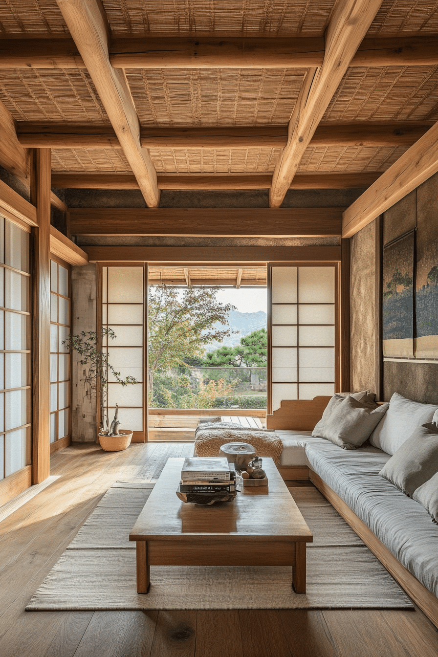 24. Mountain Retreat Aesthetic (Japanese Living Room Ideas) - Japanese Living Room Ideas