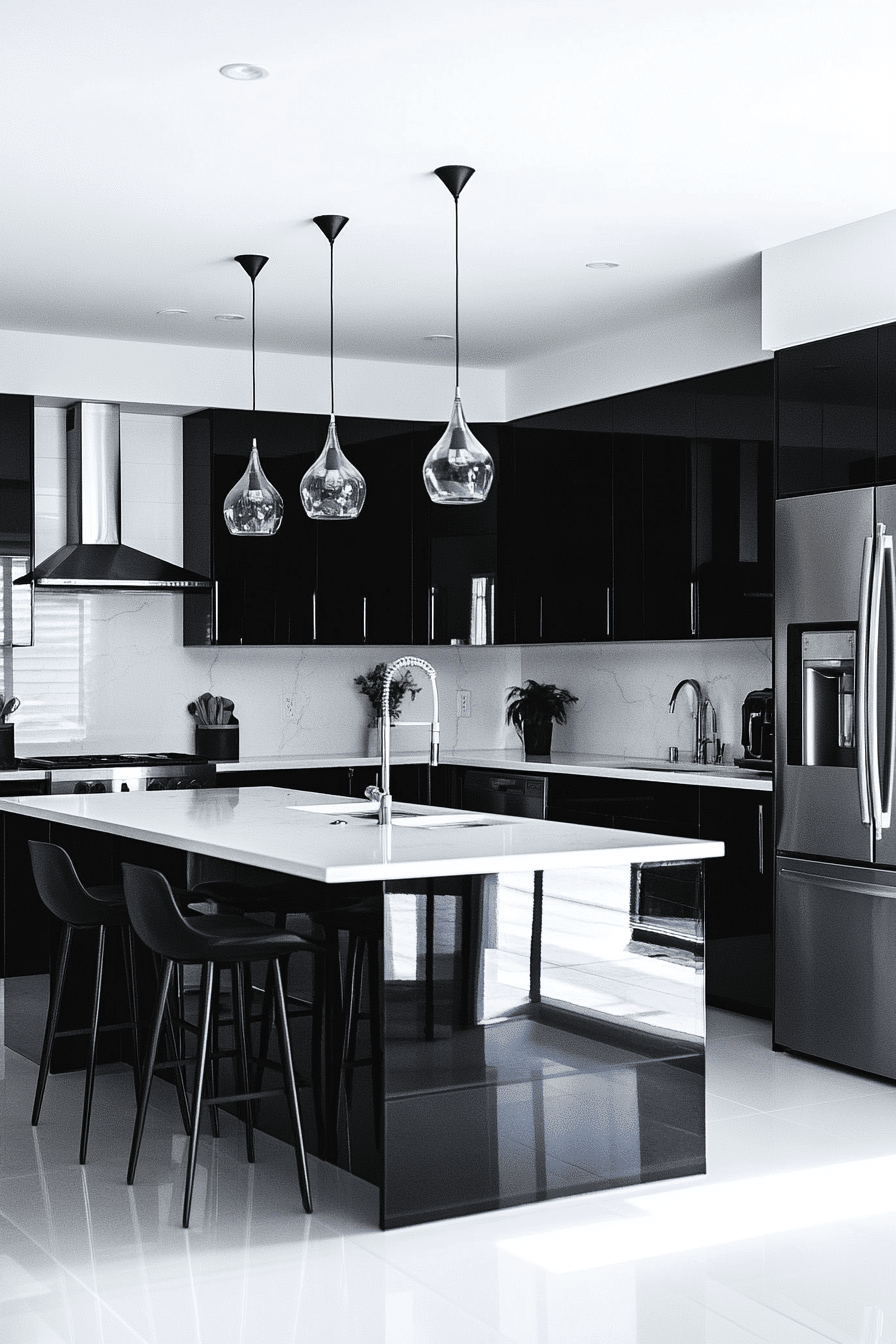 2. Monochrome Elegance (Minimal Kitchen Ideas) - Minimal Kitchen Ideas