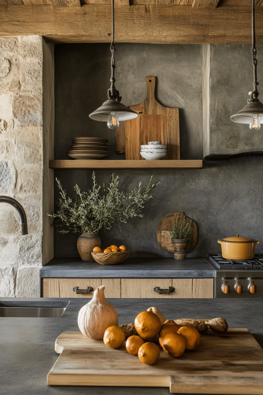 26. Toasted Almond Cabinets with Slate Gray Counters (Earthy Kitchen Ideas) - Earthy Kitchen Ideas