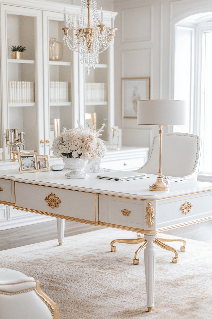 1. Classic Elegance (White And Gold Office Ideas) - White And Gold Office Ideas