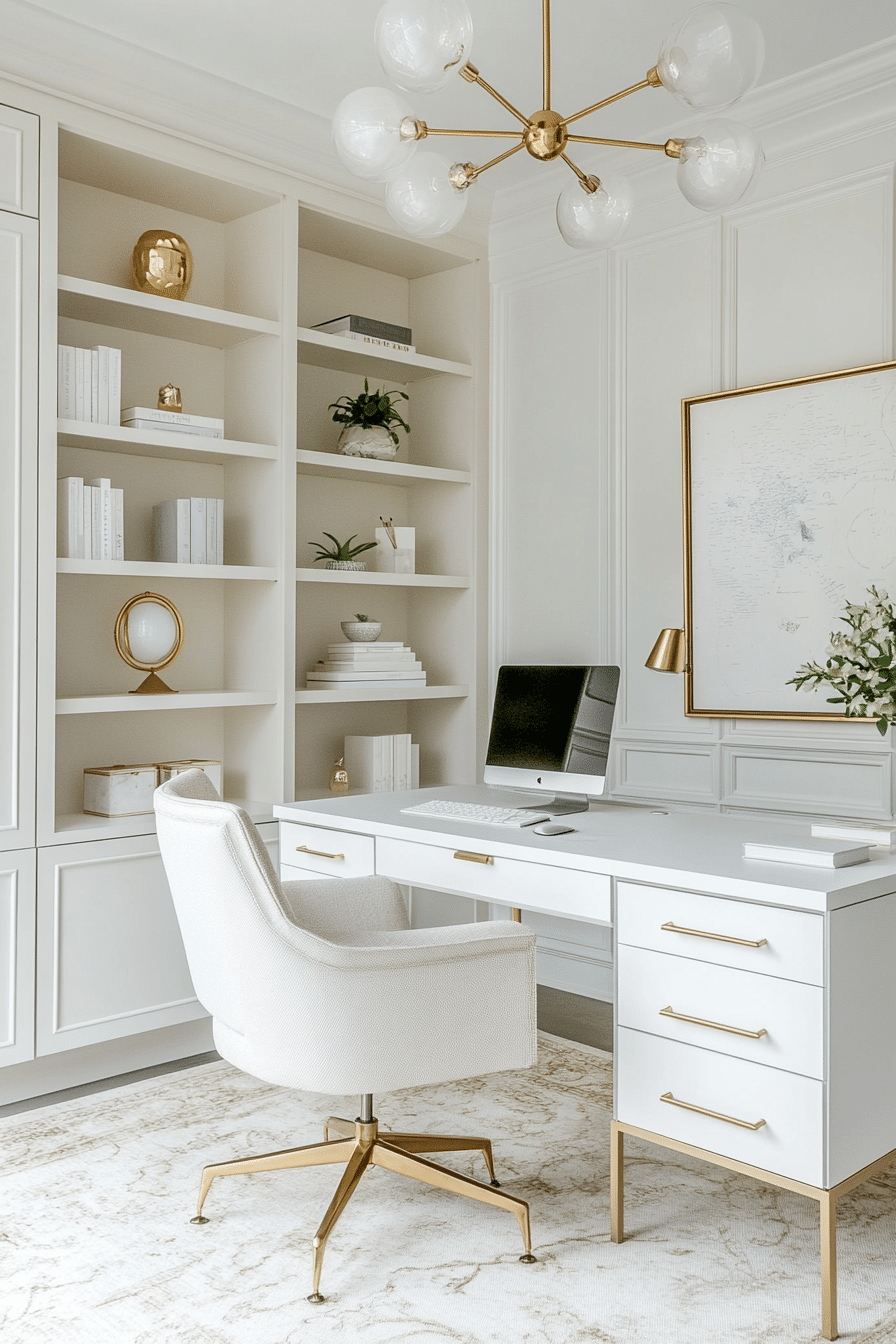 2. Minimalist Chic (White And Gold Office Ideas) - White And Gold Office Ideas