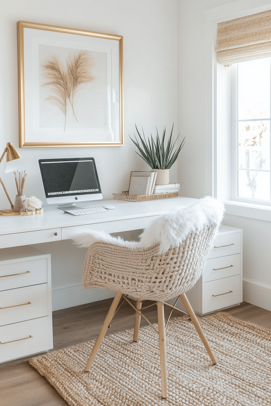 5. Scandinavian Serenity (White And Gold Office Ideas) - White And Gold Office Ideas