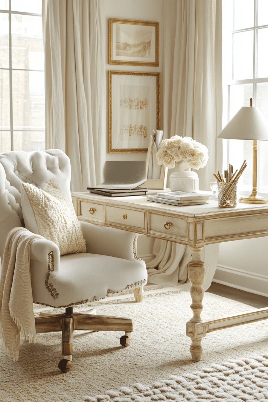 7. Bohemian Glow (White And Gold Office Ideas) - White And Gold Office Ideas