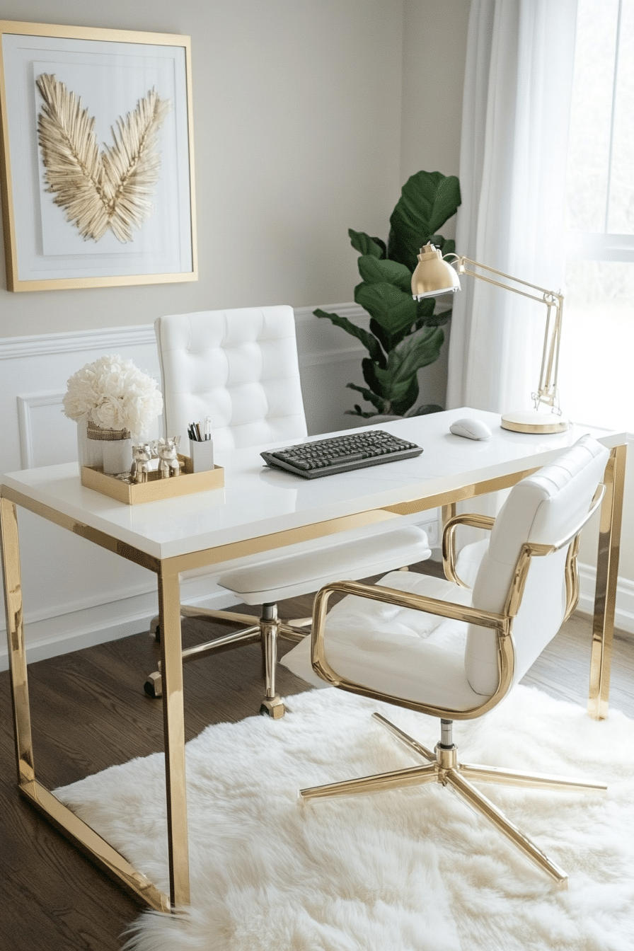 9. Soft Contemporary (White And Gold Office Ideas) - White And Gold Office Ideas
