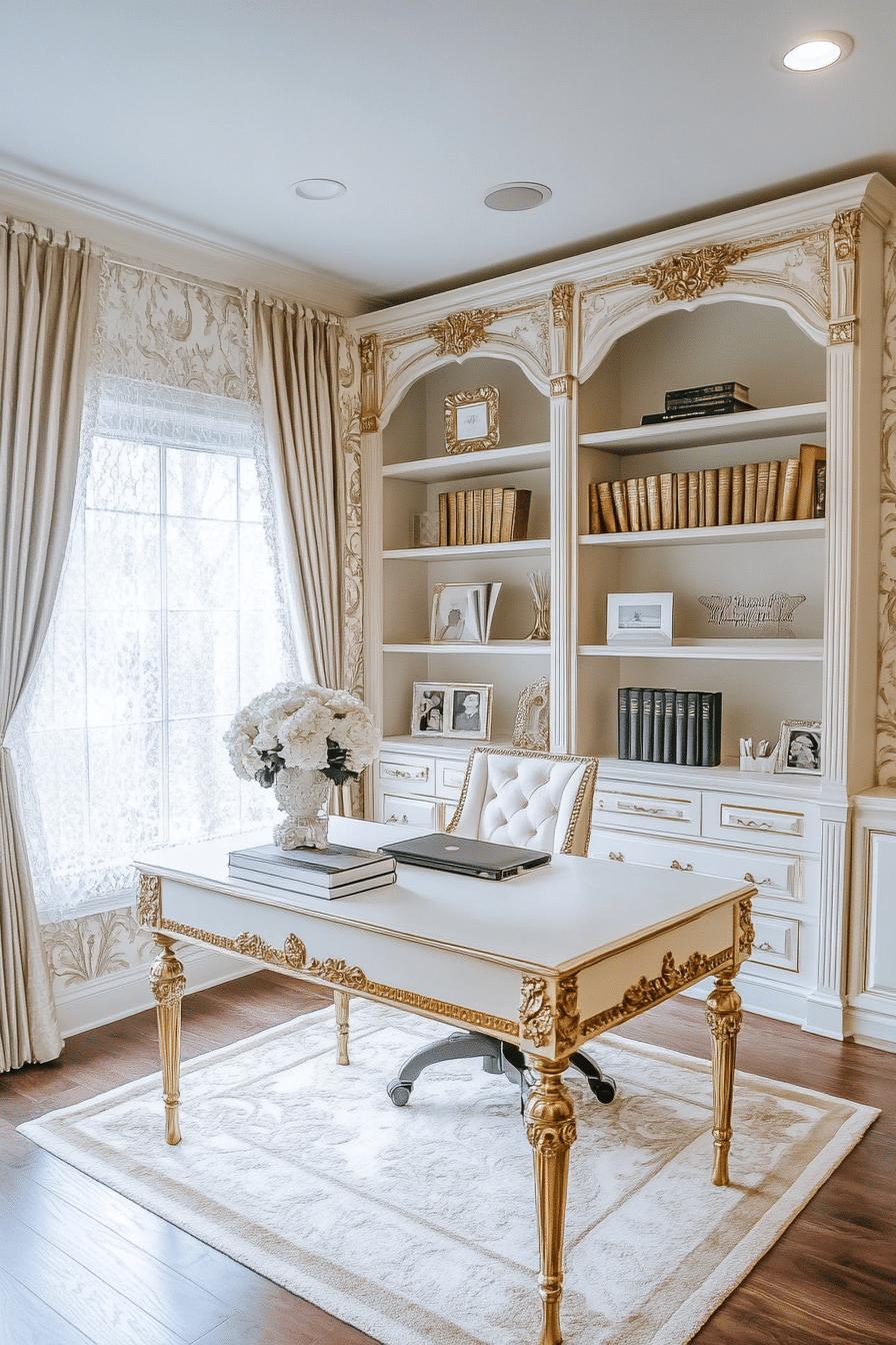 11. Victorian Charm (White And Gold Office Ideas) - White And Gold Office Ideas