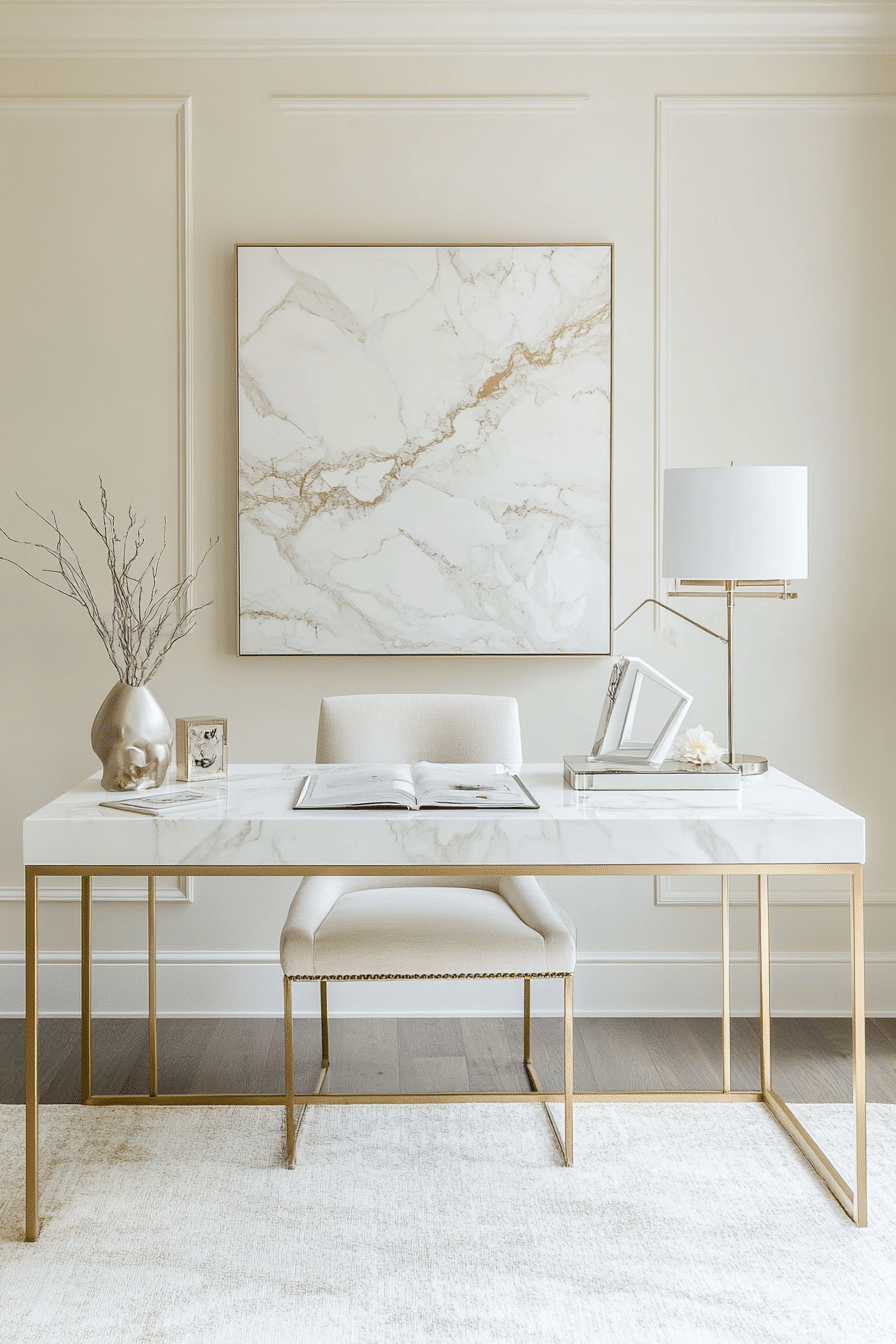 14. Modern Marble (White And Gold Office Ideas) - White And Gold Office Ideas