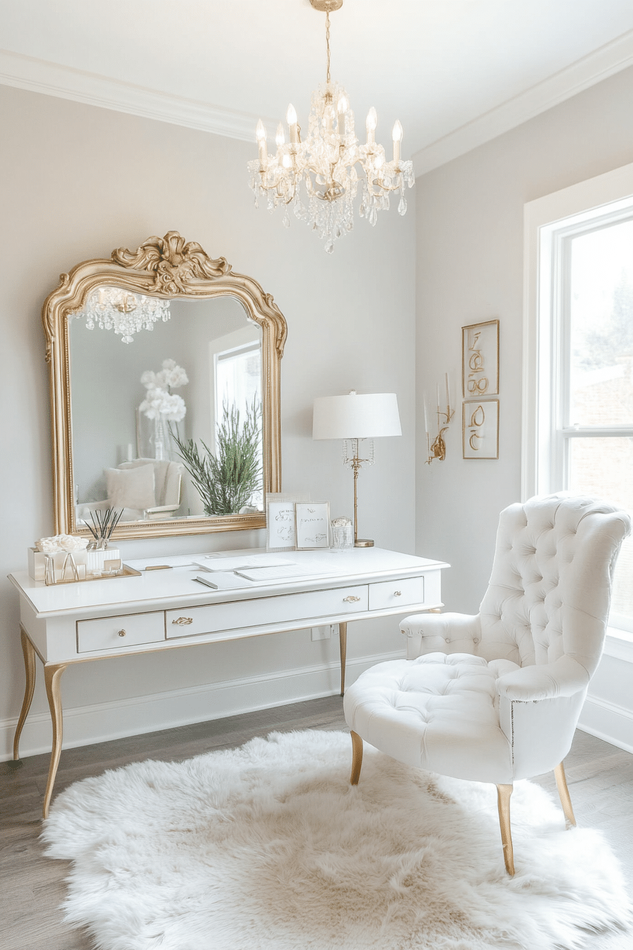 16. Vintage Glam (White And Gold Office Ideas) - White And Gold Office Ideas