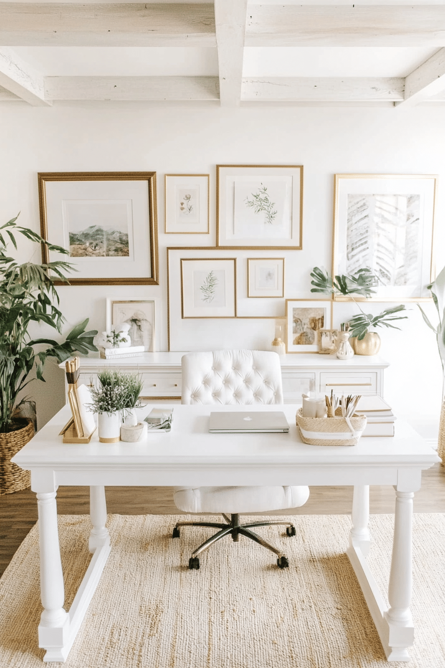 17. Eclectic Fusion (White And Gold Office Ideas) - White And Gold Office Ideas