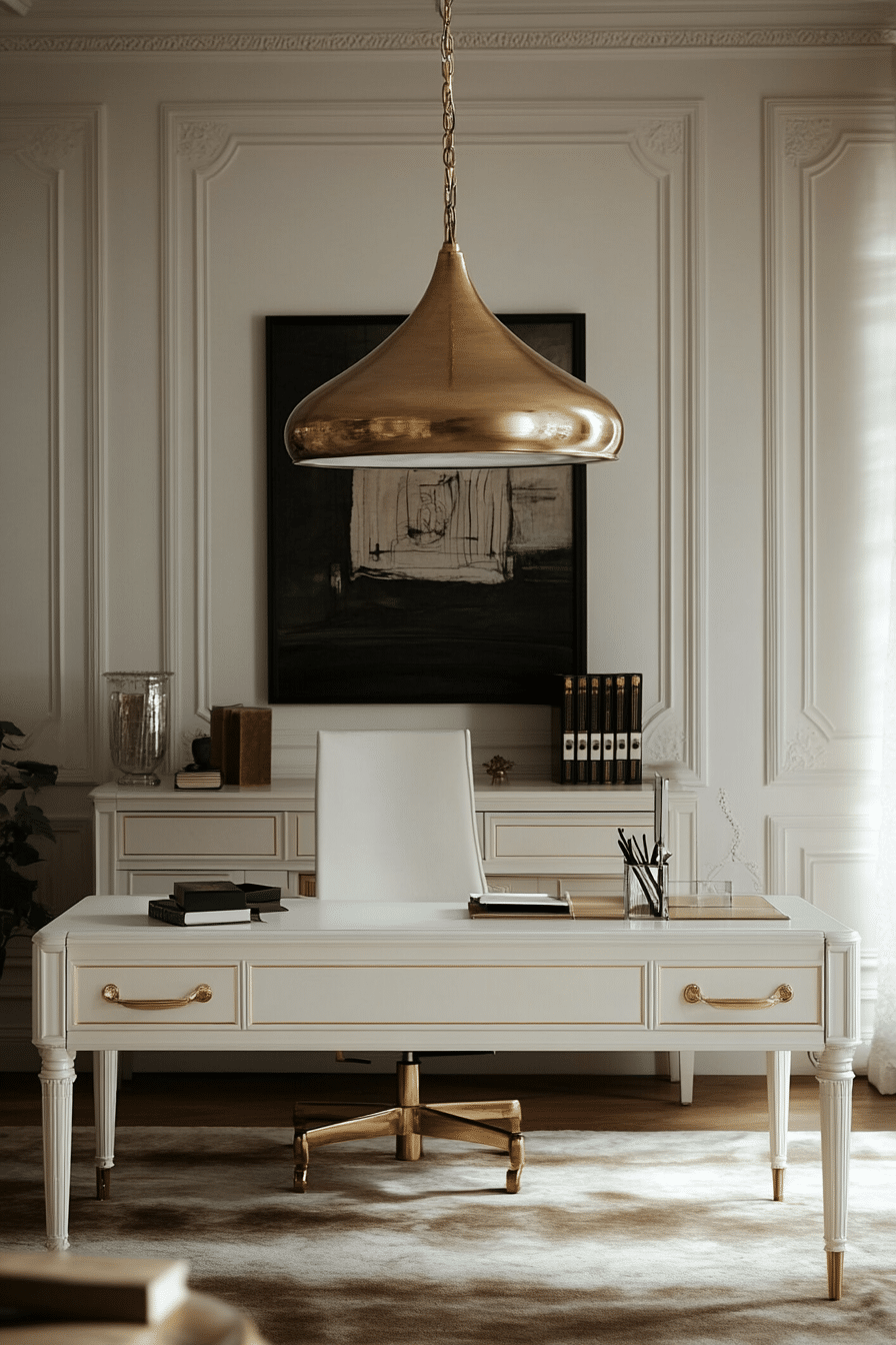 23. Moody Elegance (White And Gold Office Ideas) - White And Gold Office Ideas