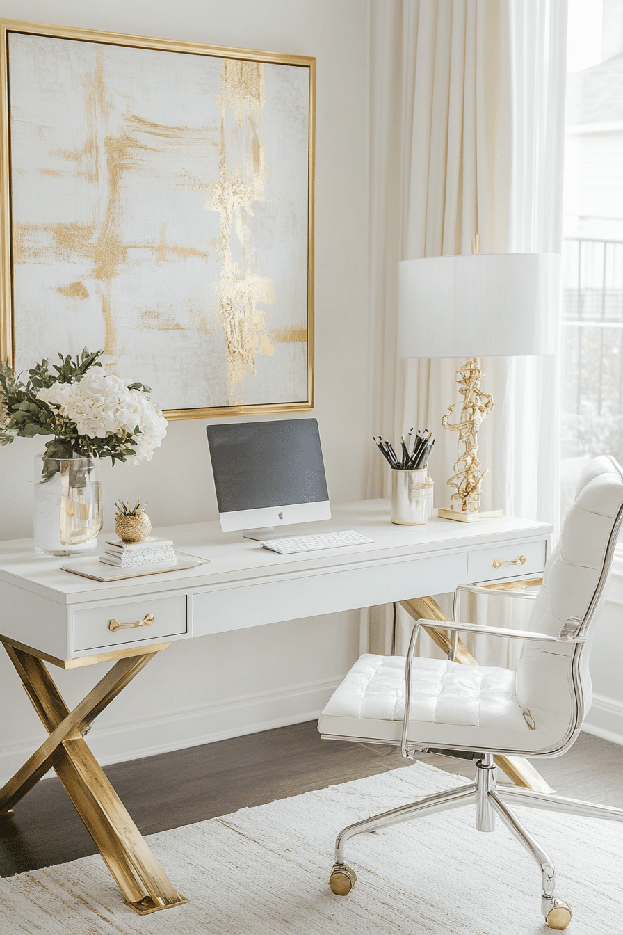 27. Artistic Atelier (White And Gold Office Ideas) - White And Gold Office Ideas
