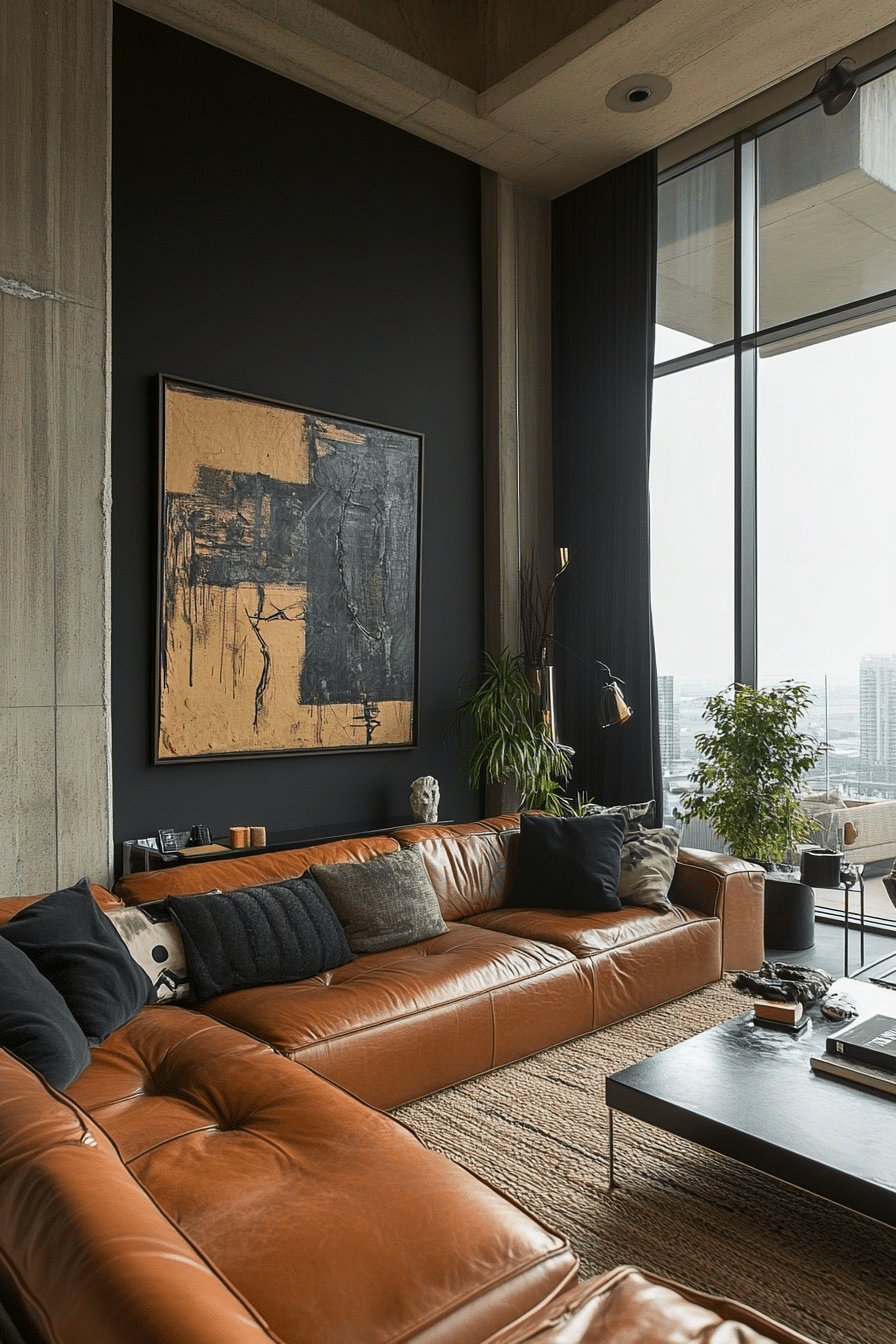 11. Urban Chic Apartment (Brown Leather Sofa Living Room Ideas) - Brown Leather Sofa Living Room Ideas