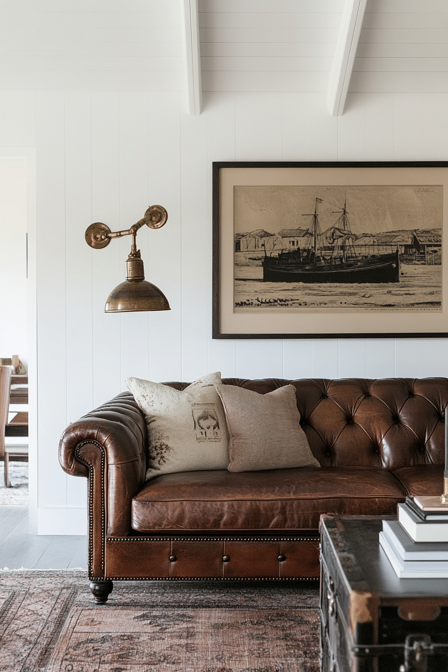 26. Timeless Vintage Revival (Brown Leather Sofa Living Room Ideas) - Brown Leather Sofa Living Room Ideas