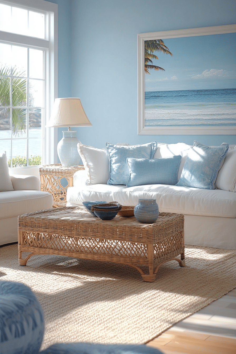 1. Coastal Breeze Elegance (Light Blue Living Room Ideas) - Light Blue Living Room Ideas
