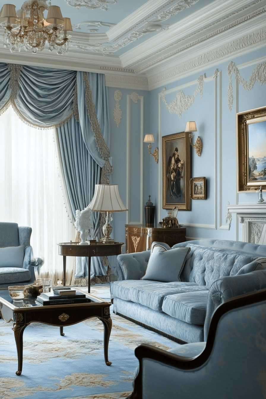 8. Vintage Victorian Opulence (Light Blue Living Room Ideas) - Light Blue Living Room Ideas