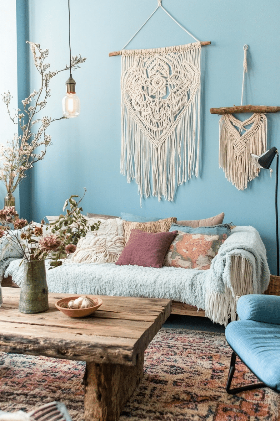 9. Bohemian Sky Retreat (Light Blue Living Room Ideas) - Light Blue Living Room Ideas