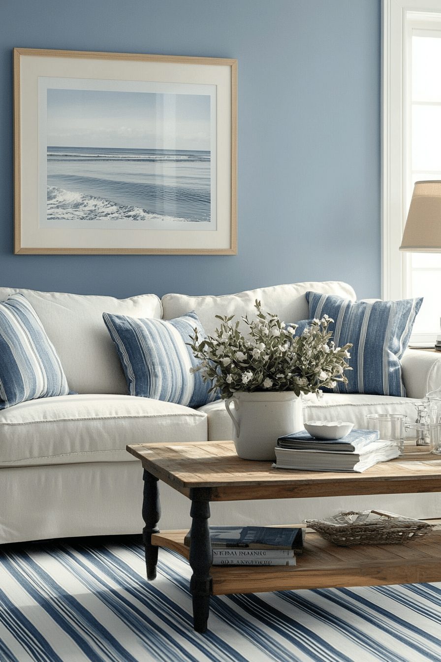 12. Classic New England Nautical (Light Blue Living Room Ideas) - Light Blue Living Room Ideas
