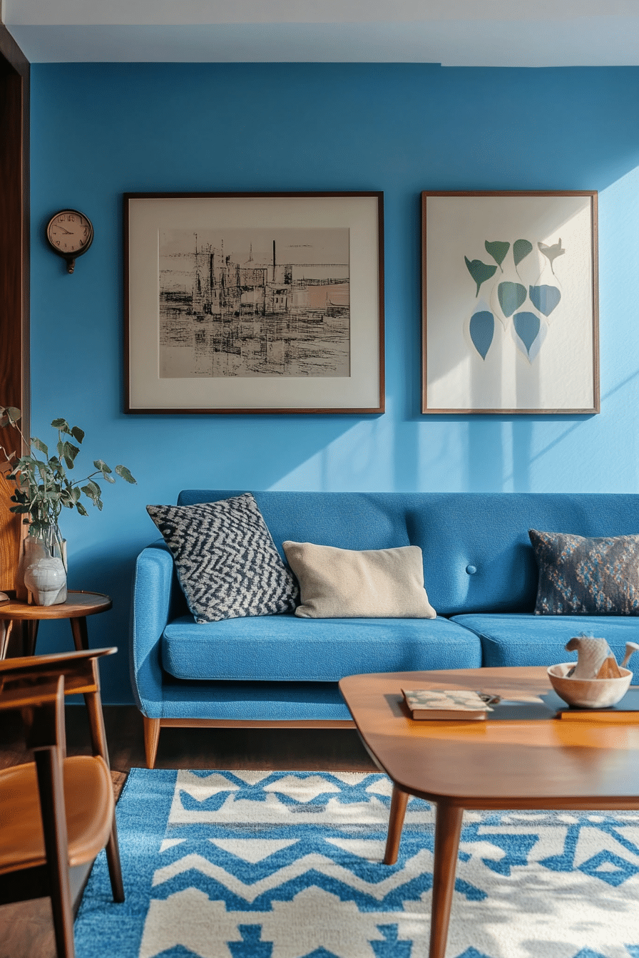 15. Mid-Century Retro Blue (Light Blue Living Room Ideas) - Light Blue Living Room Ideas