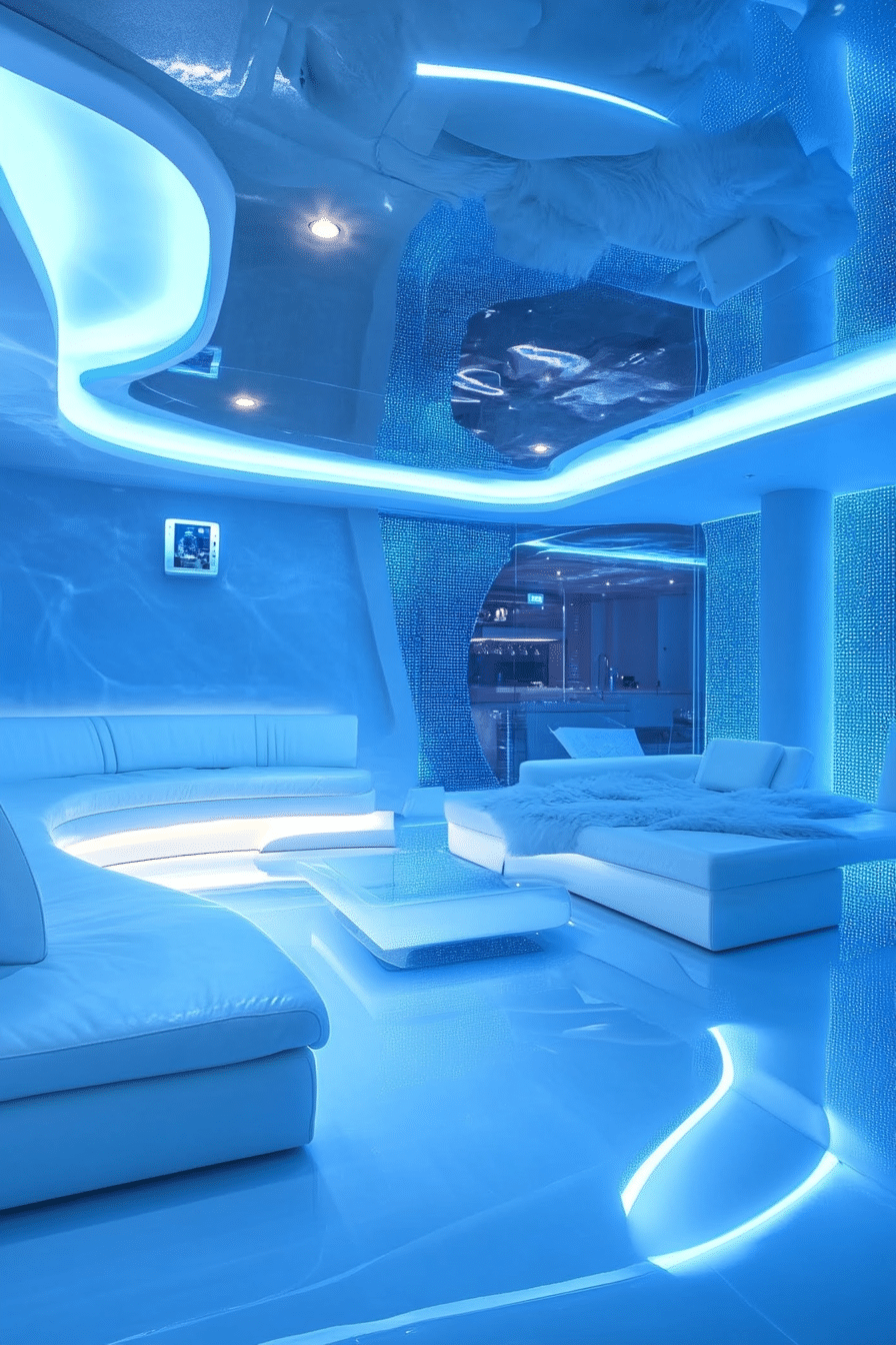 18. Futuristic Blue Haven (Light Blue Living Room Ideas) - Light Blue Living Room Ideas