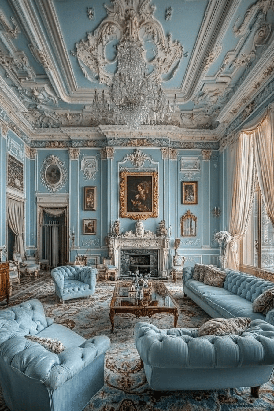 20. European Classic Refinement (Light Blue Living Room Ideas) - Light Blue Living Room Ideas