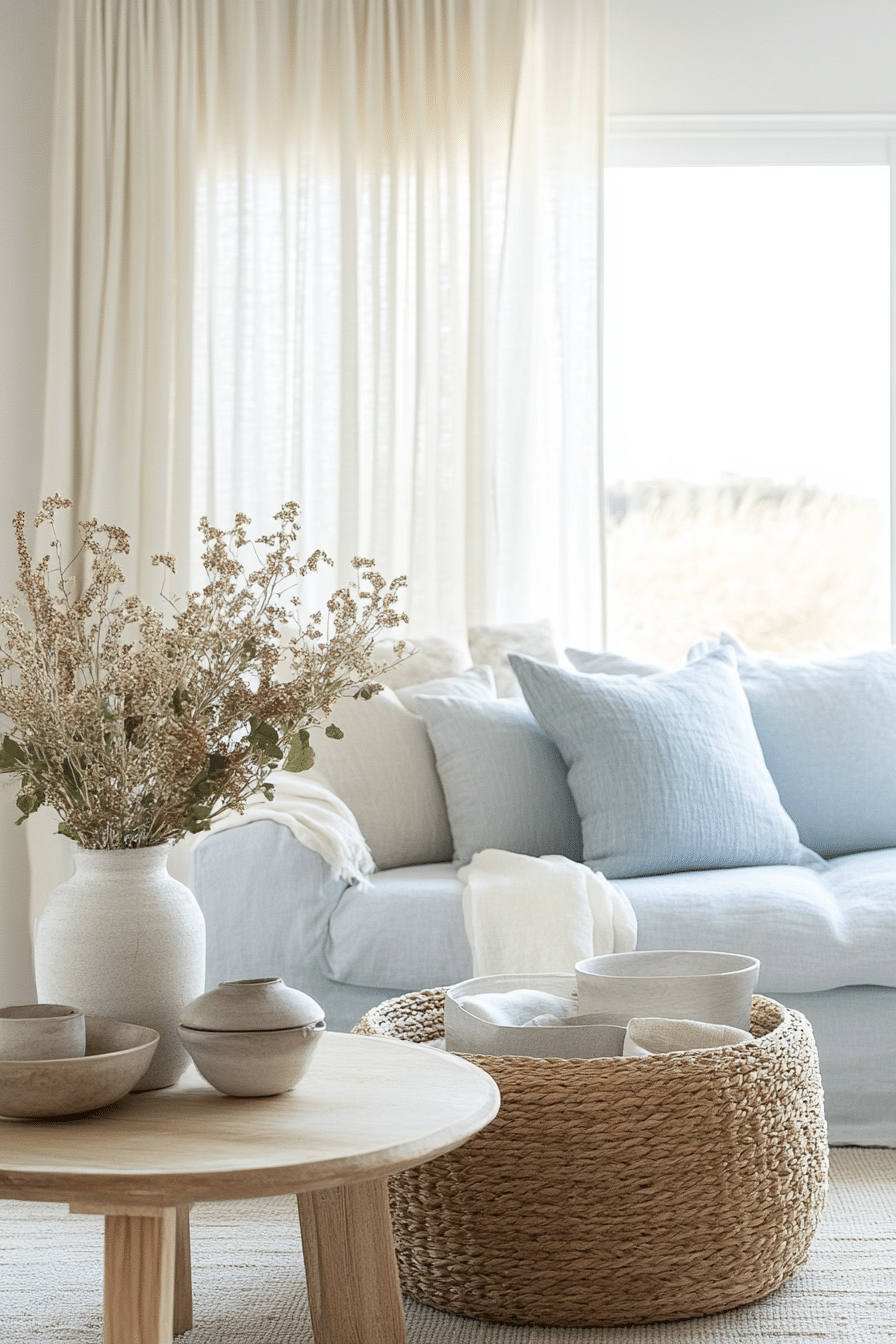 21. Textured Coastal Retreat (Light Blue Living Room Ideas) - Light Blue Living Room Ideas