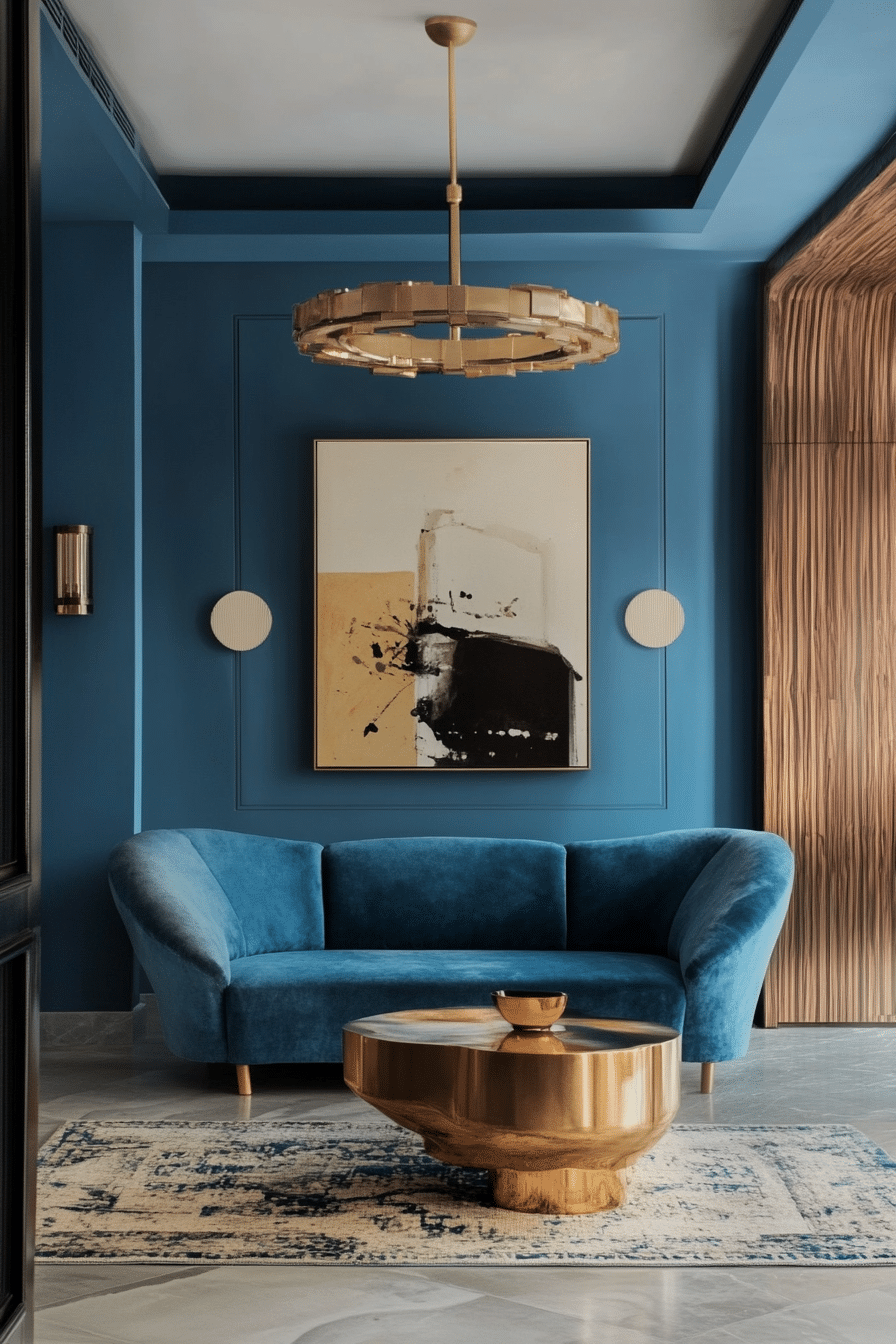 23. Moody Contemporary Luxe (Light Blue Living Room Ideas) - Light Blue Living Room Ideas