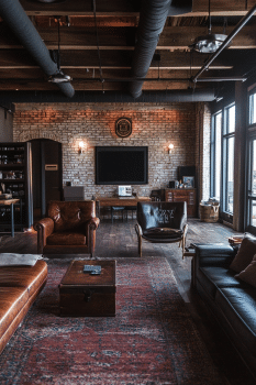 24. Warm Industrial Loft (Living Room Ideas) - Living Room Ideas