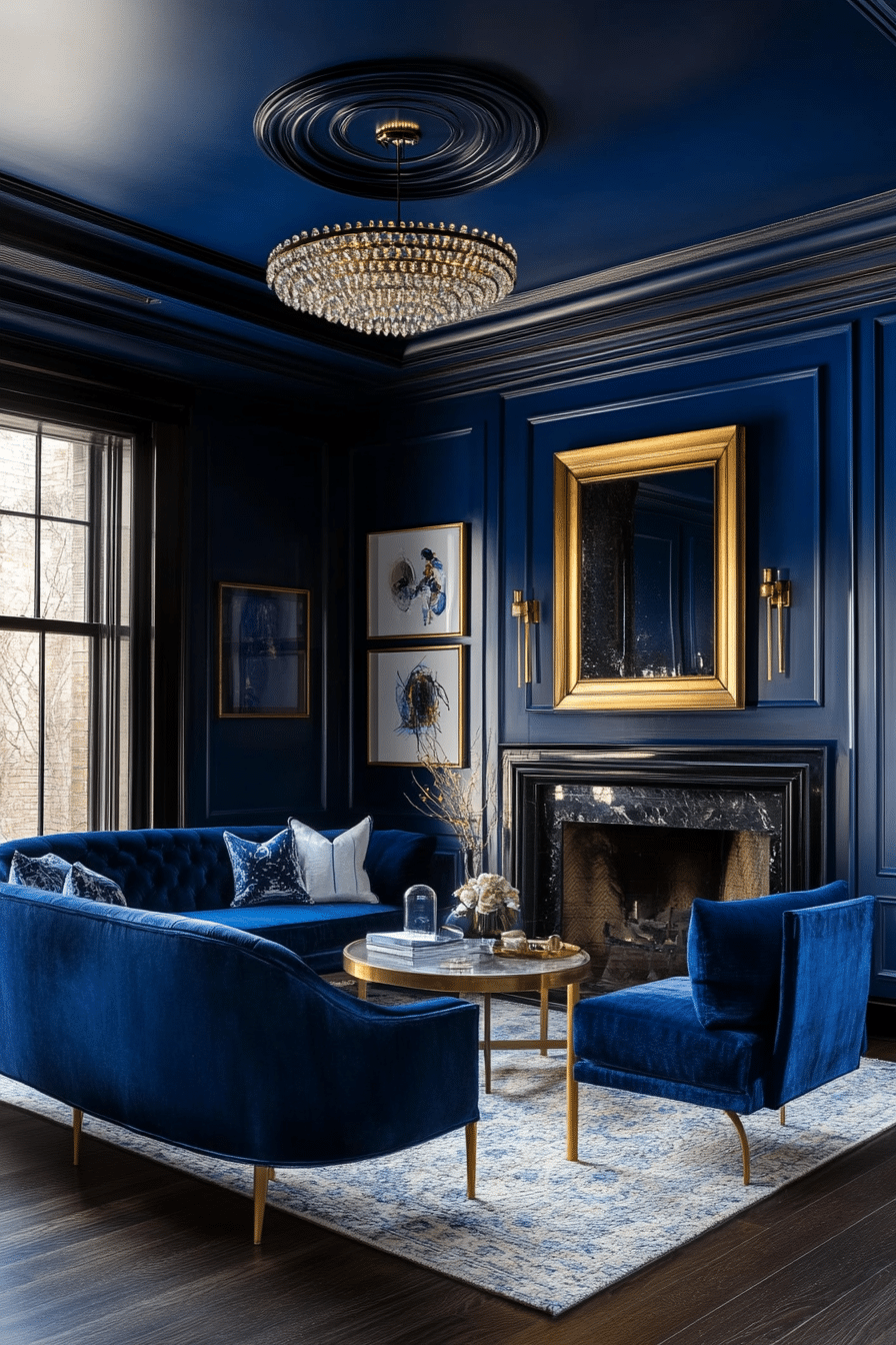 2. Classic Navy and Royal Blue Fusion (Royal Blue Living Room Ideas) - Royal Blue Living Room Ideas