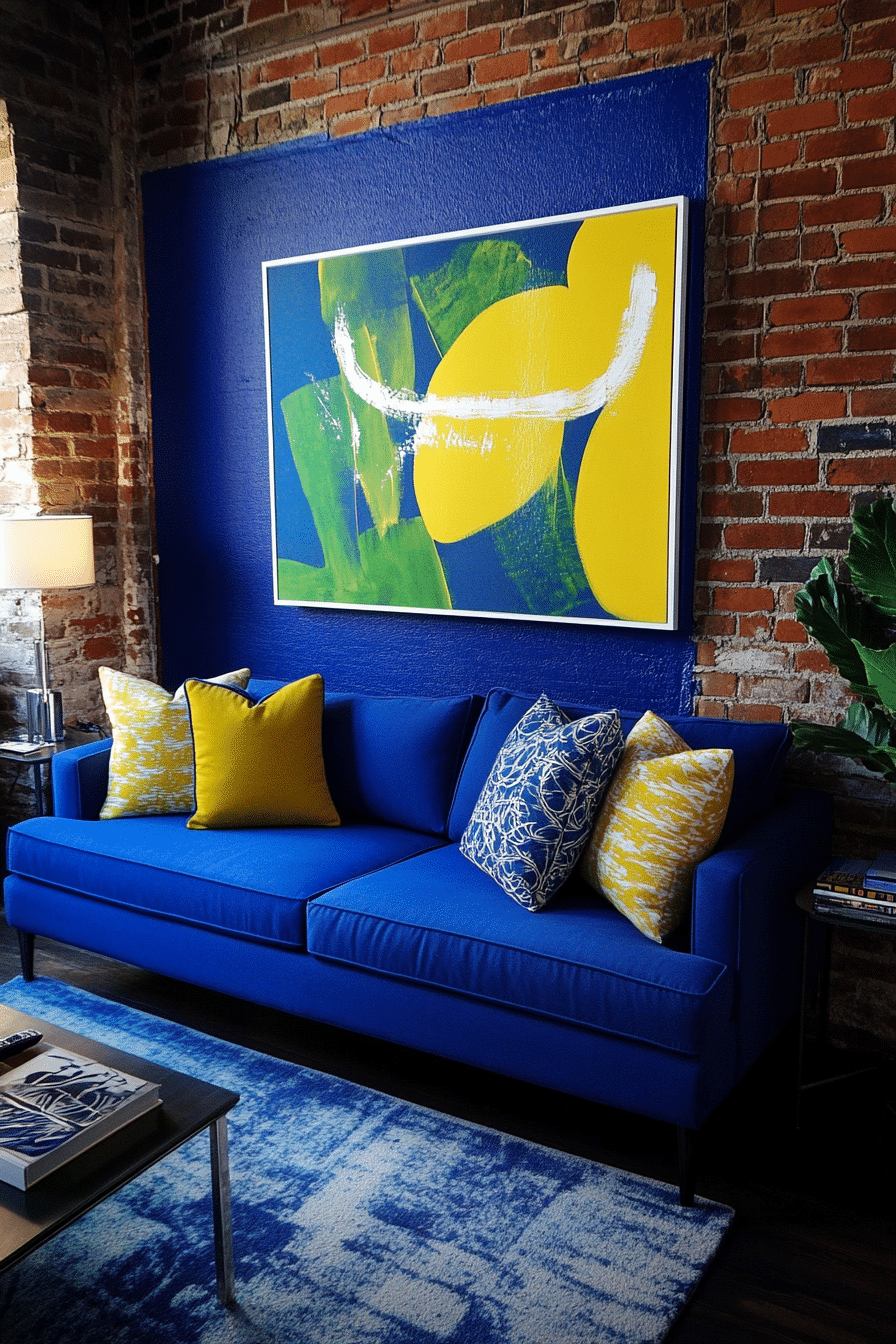 4. Bold and Artistic Royal Blue (Royal Blue Living Room Ideas) - Royal Blue Living Room Ideas