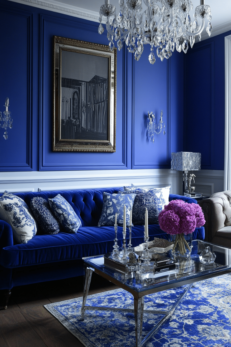 9. Parisian Chic Blue Salon (Royal Blue Living Room Ideas) - Royal Blue Living Room Ideas