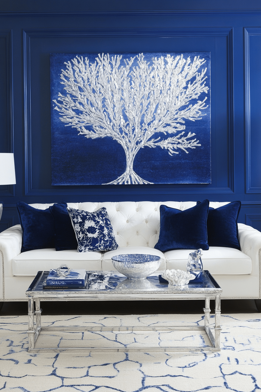 16. Timeless Royal Blue and White Contrast (Royal Blue Living Room Ideas) - Royal Blue Living Room Ideas