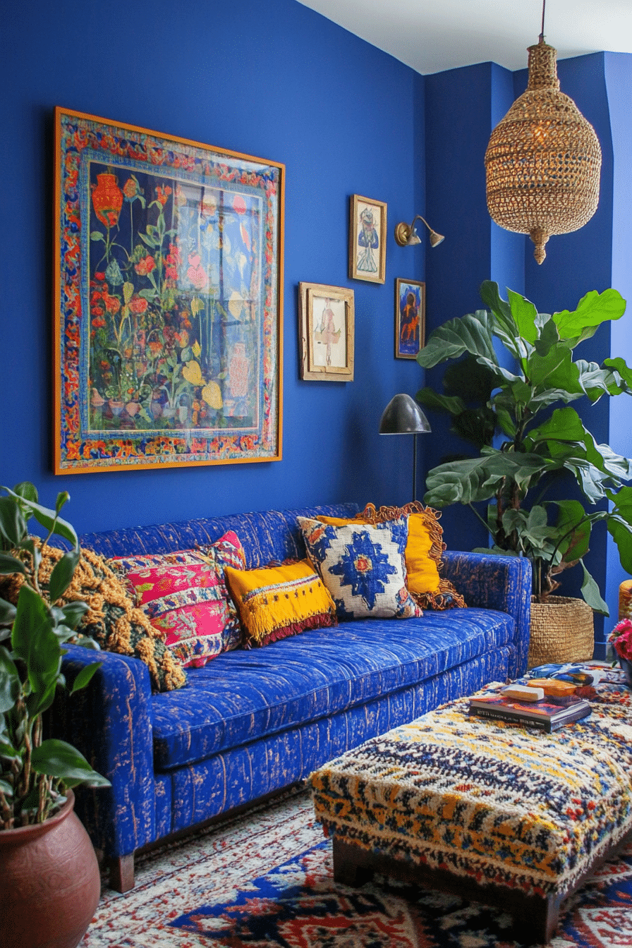 17. Bohemian Blue Escape (Royal Blue Living Room Ideas) - Royal Blue Living Room Ideas