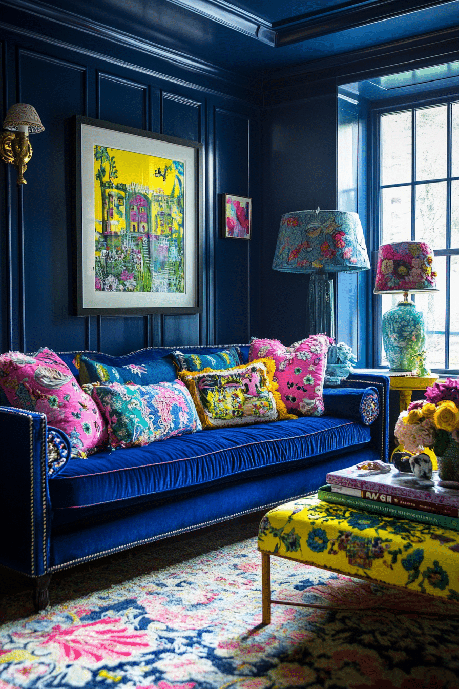18. Eclectic Blue Mix (Royal Blue Living Room Ideas) - Royal Blue Living Room Ideas