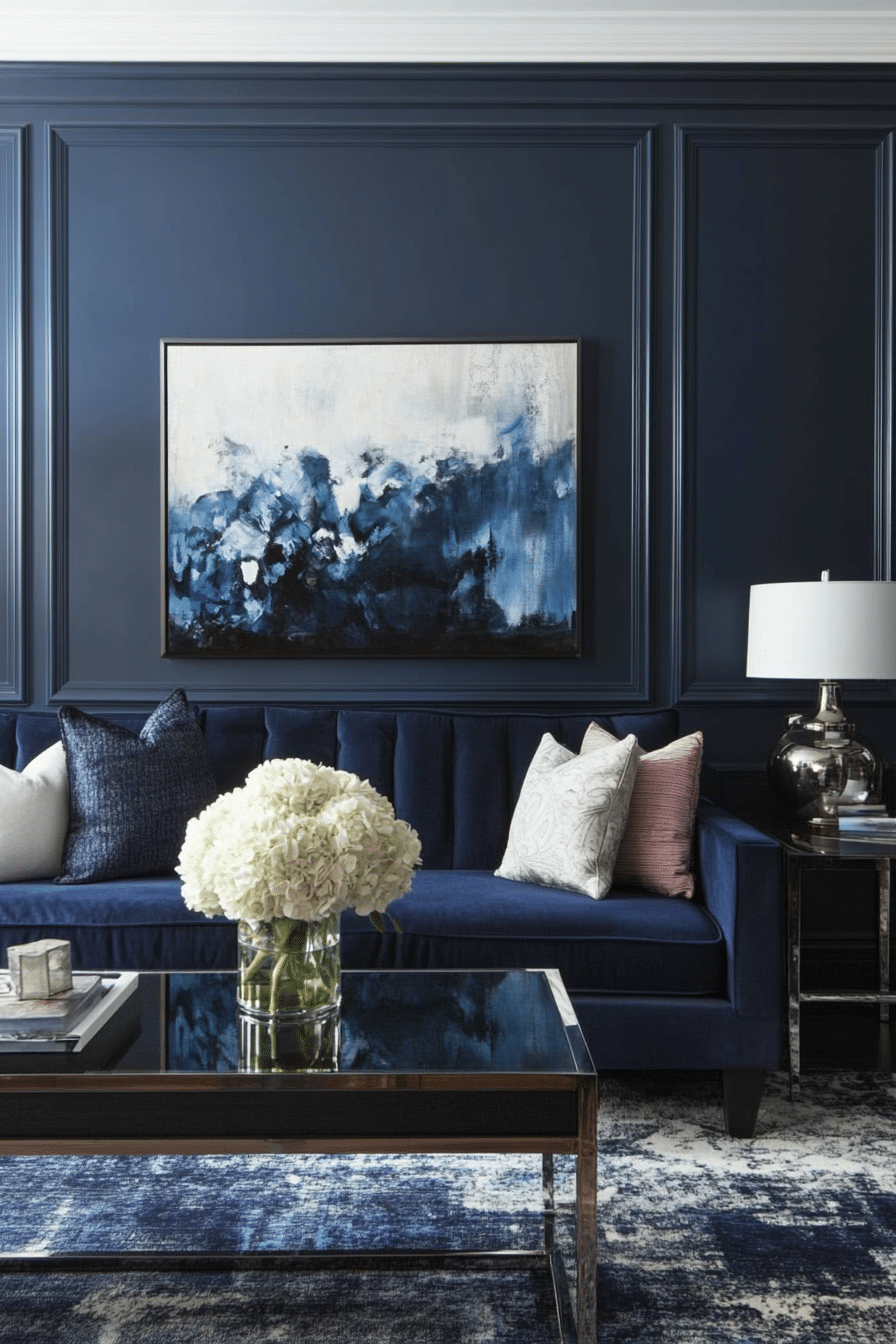 23. Contemporary Blue and Charcoal Mix (Royal Blue Living Room Ideas) - Royal Blue Living Room Ideas