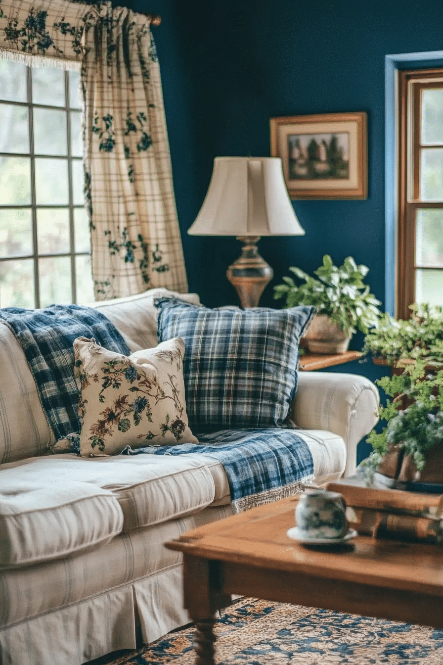 25. Rustic Royal Blue Comfort (Royal Blue Living Room Ideas) - Royal Blue Living Room Ideas