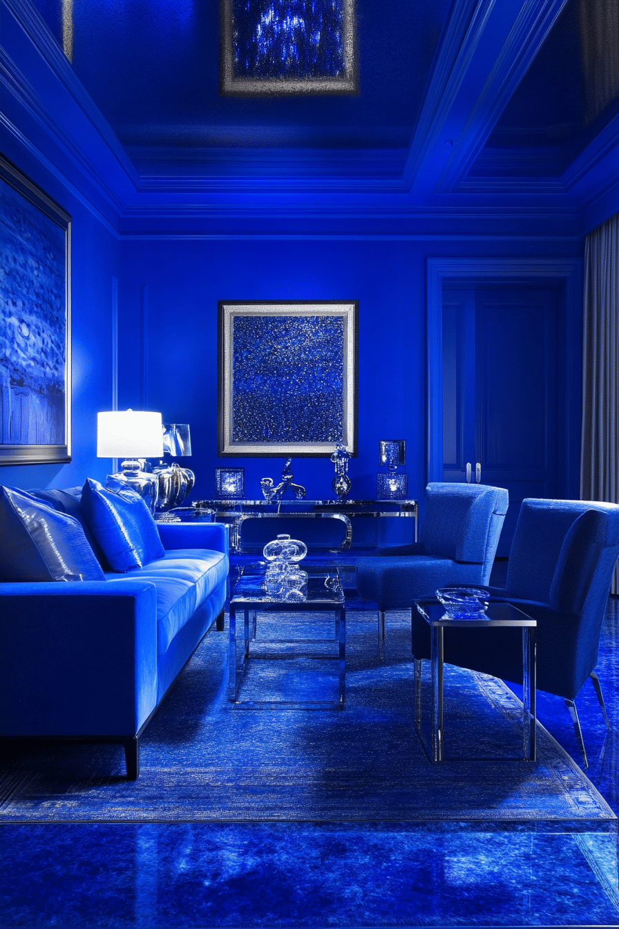 26. Futuristic Royal Blue and LED Glow (Royal Blue Living Room Ideas) - Royal Blue Living Room Ideas
