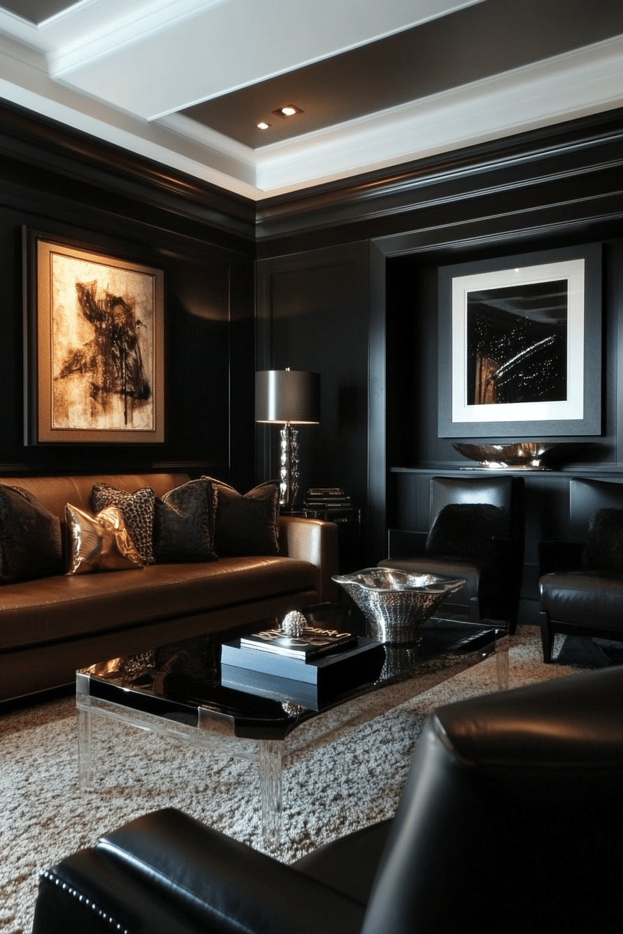 1. Modern Espresso and Charcoal Sophistication (Brown And Black Living Room Ideas) - Brown And Black Living Room Ideas