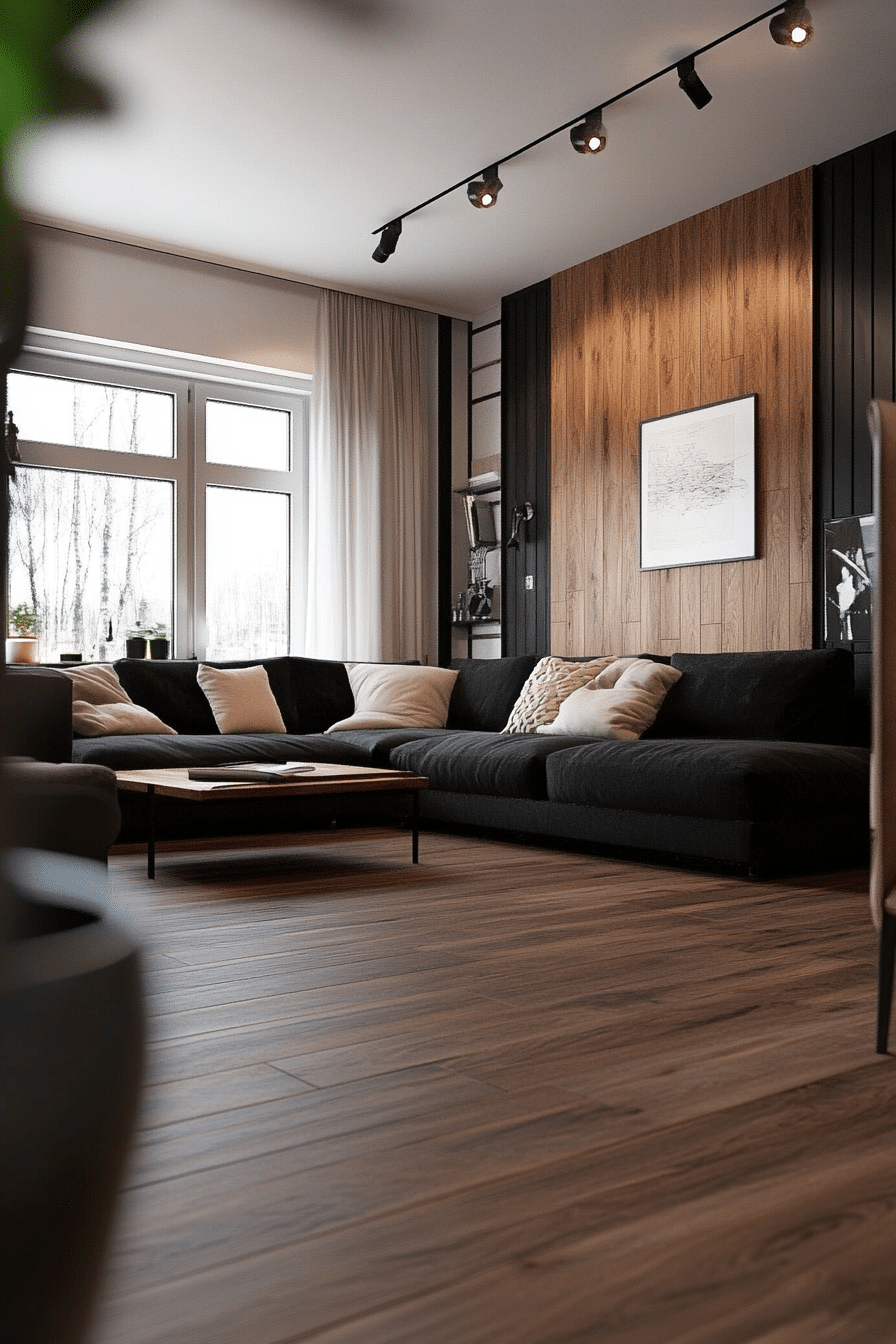 5. Scandinavian Brown and Black Minimalism (Brown And Black Living Room Ideas) - Brown And Black Living Room Ideas