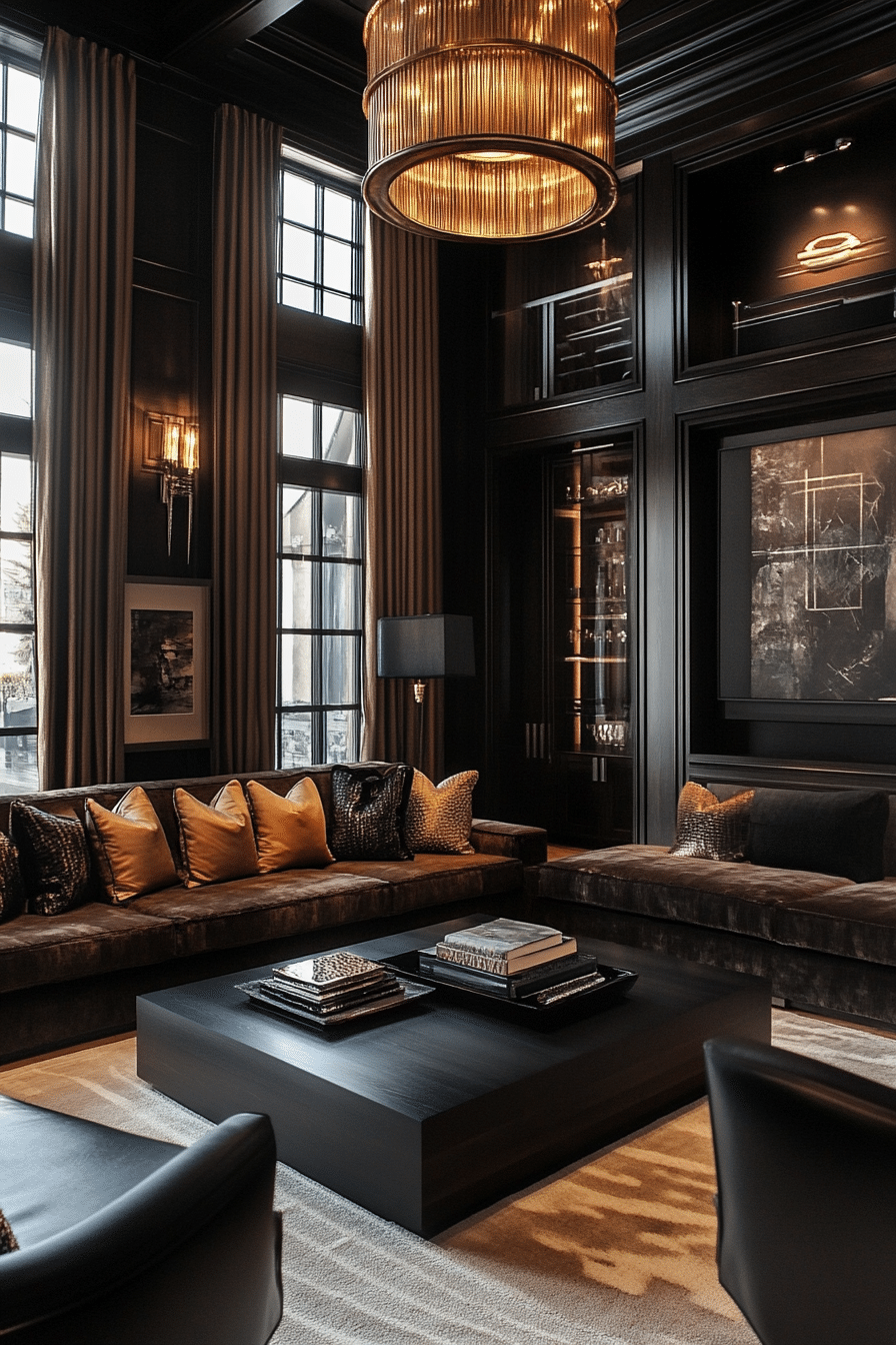 6. Moody Mahogany and Onyx Drama (Brown And Black Living Room Ideas) - Brown And Black Living Room Ideas