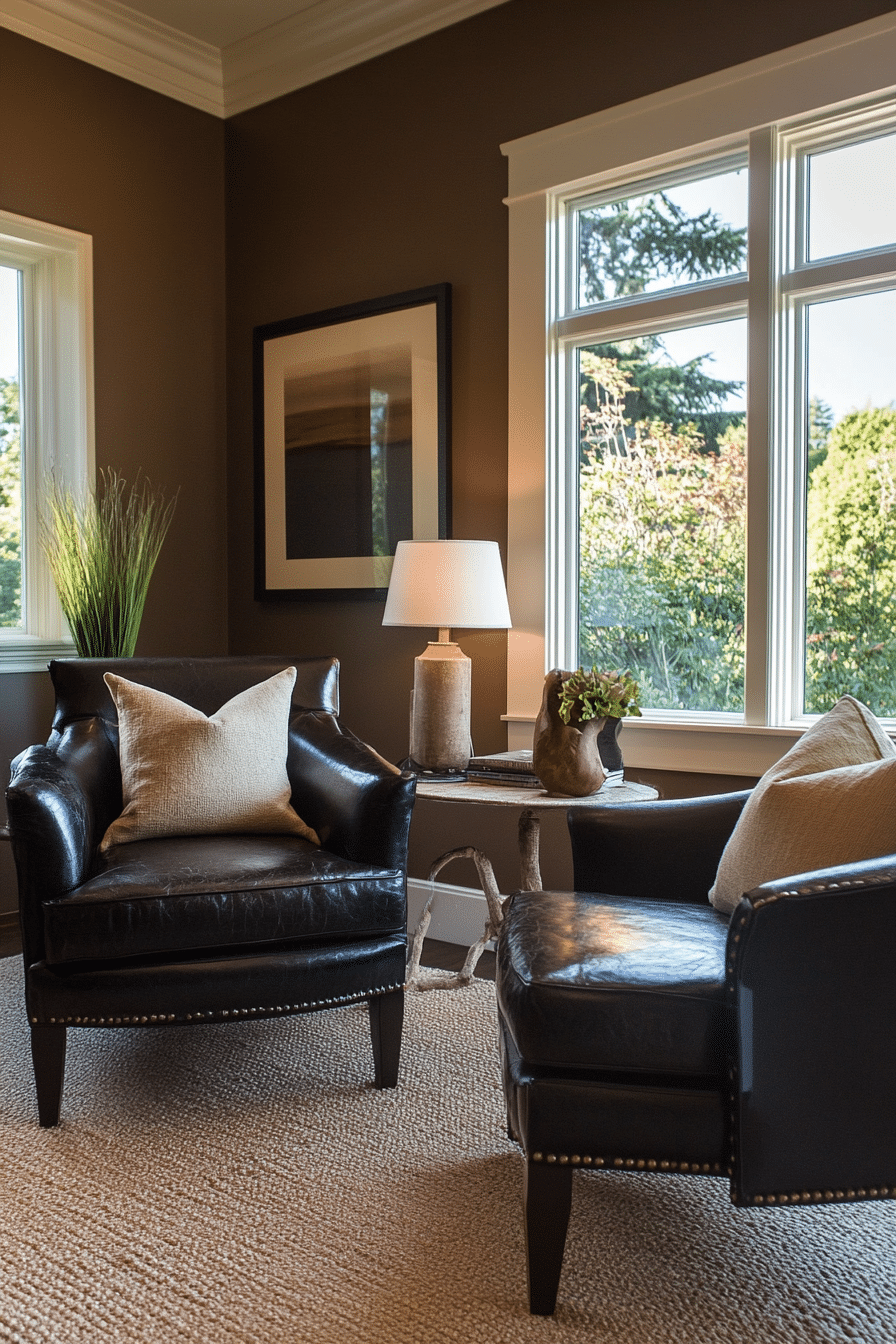 9. Earthy Coffee and Charcoal Blend (Brown And Black Living Room Ideas) - Brown And Black Living Room Ideas