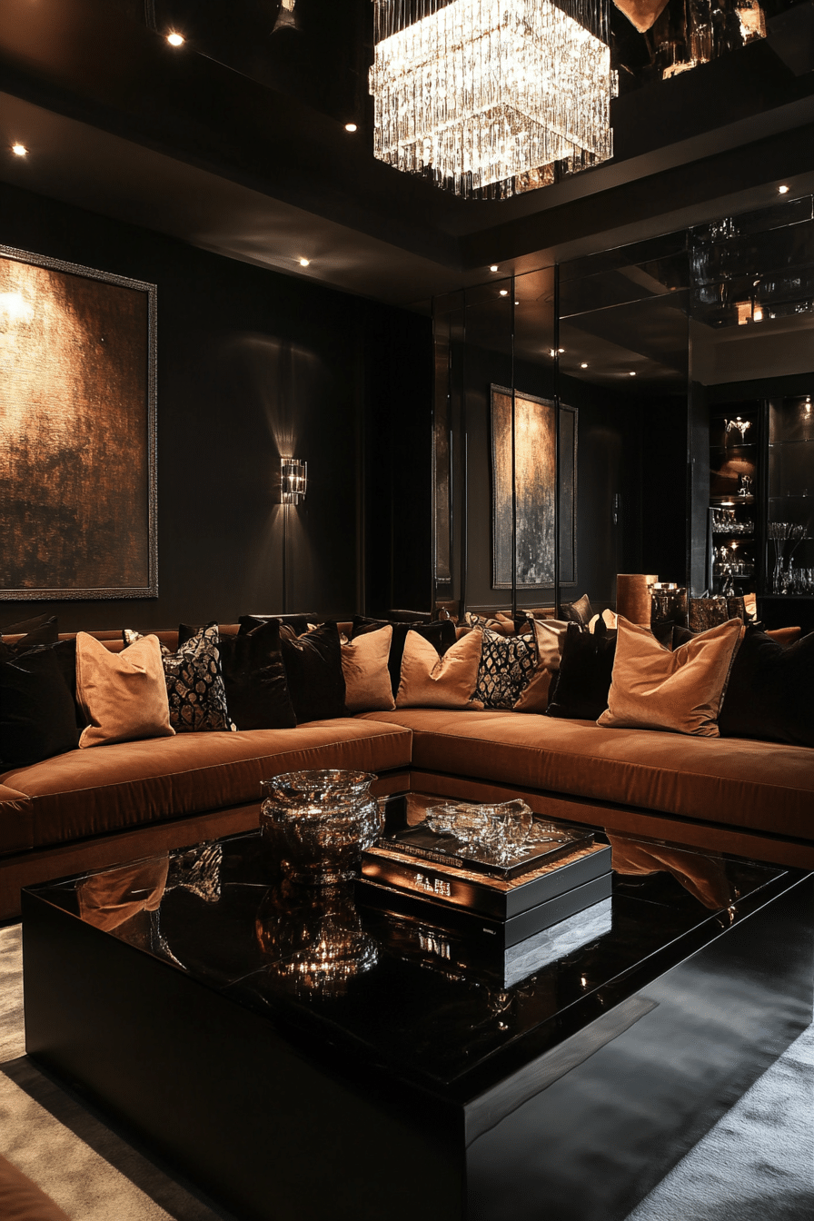 11. Chocolate and Ebony Luxury Lounge (Brown And Black Living Room Ideas) - Brown And Black Living Room Ideas