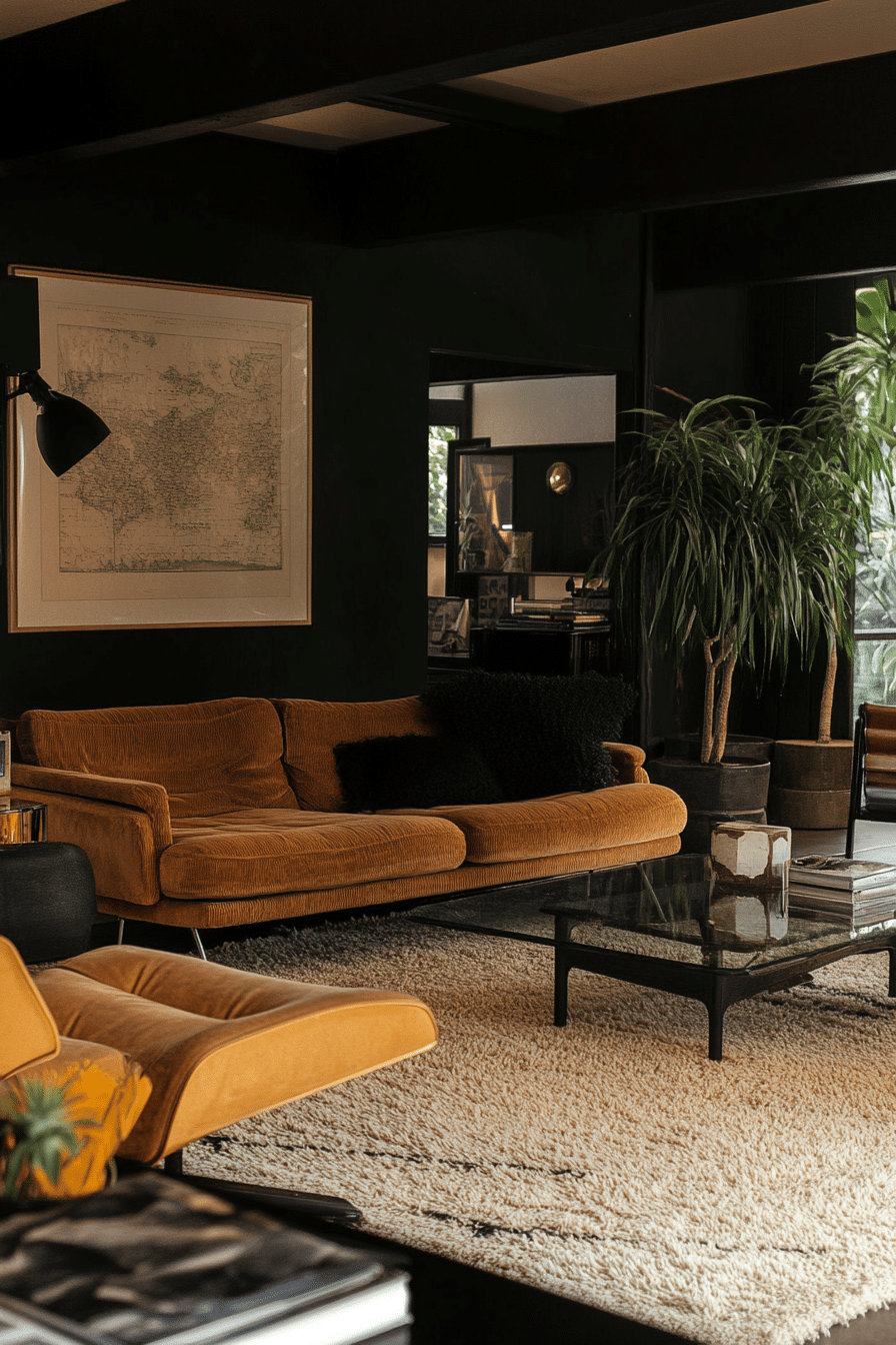 12. Mid-Century Brown and Black Revival (Brown And Black Living Room Ideas) - Brown And Black Living Room Ideas