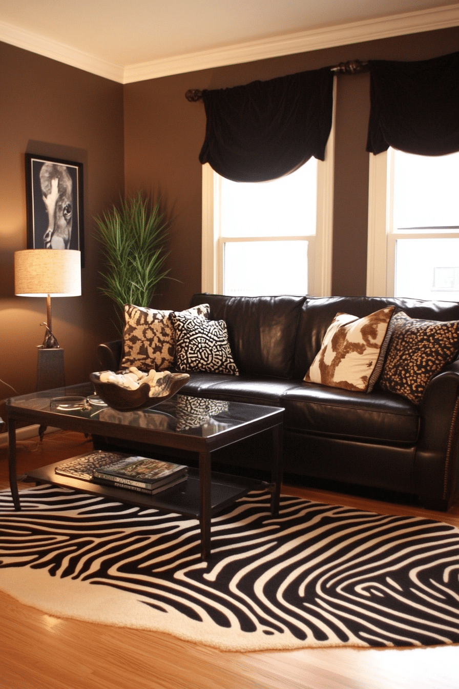 16. Sleek Ebony and Hazelnut Harmony (Brown And Black Living Room Ideas) - Brown And Black Living Room Ideas