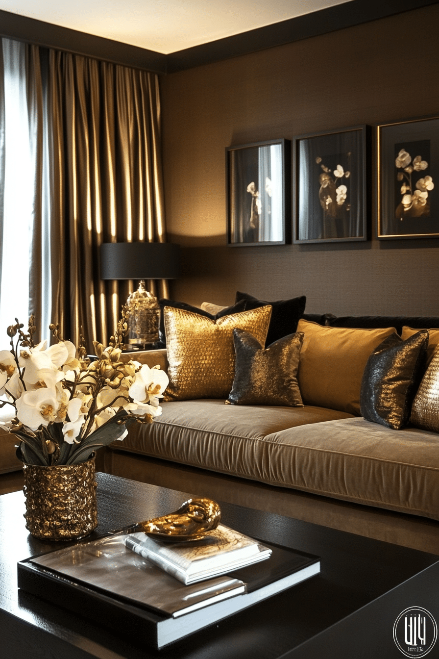 17. Regal Espresso and Satin Black Design (Brown And Black Living Room Ideas) - Brown And Black Living Room Ideas