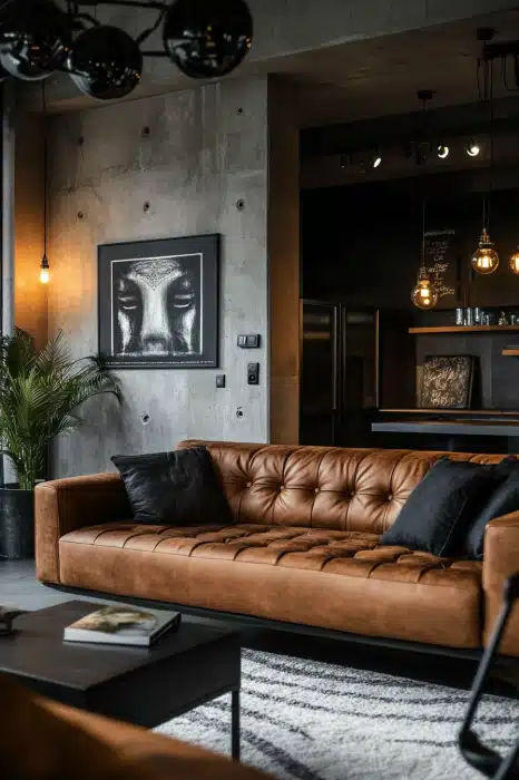 18. Industrial Chestnut and Black Steel Edge (Brown And Black Living Room Ideas) - Brown And Black Living Room Ideas