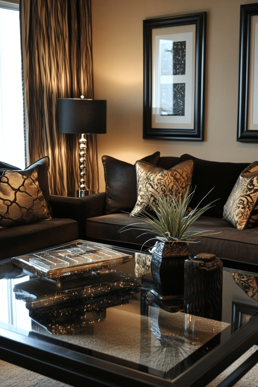 20. Luxe Mocha and Shadow Black Combo (Brown And Black Living Room Ideas) - Brown And Black Living Room Ideas