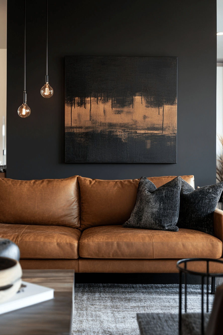 21. Deep Caramel and Graphite Gray Blend (Brown And Black Living Room Ideas) - Brown And Black Living Room Ideas