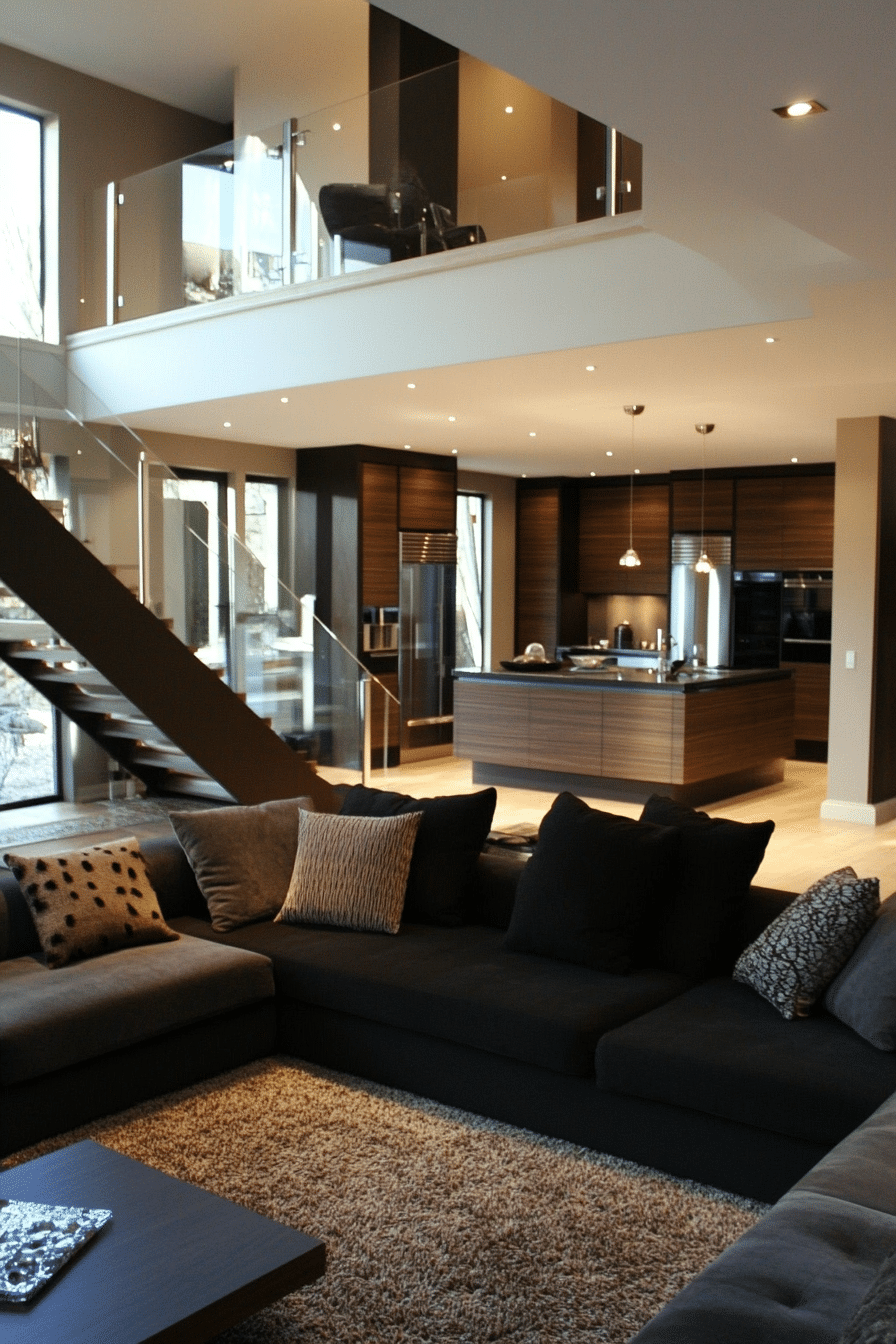 22. Sophisticated Jet Black and Pecan Brown Look (Brown And Black Living Room Ideas) - Brown And Black Living Room Ideas
